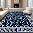 Abstract Swirls Border Pattern Rug