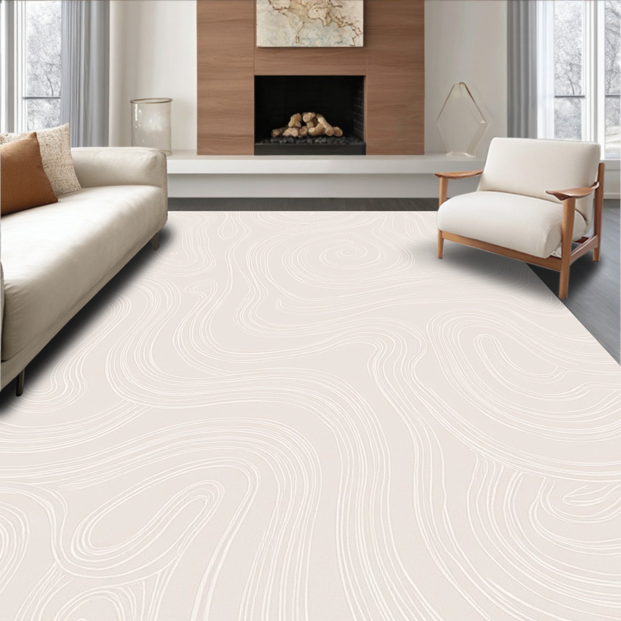 Minimalist Abstract Swirl Pattern Rug