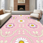 Daisies Delightful Pink Floral Pattern Rug