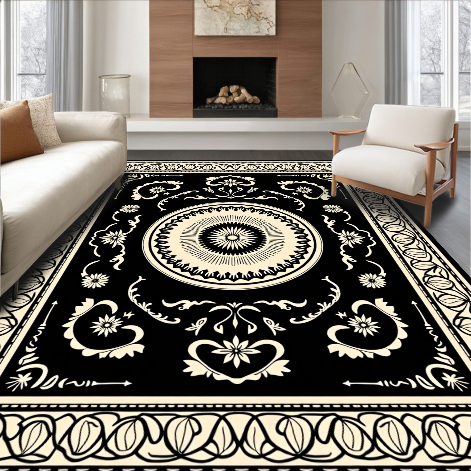 Vintage Floral Mandala Pattern Rug