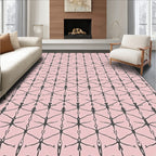 Pink with Stick Figure Art Rug