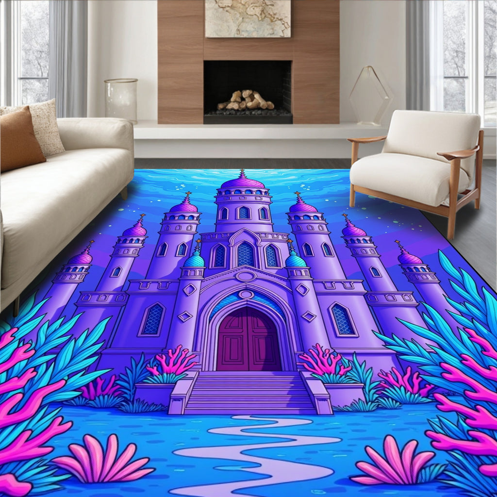 Vivid Purple Castle Under the Sea Rug