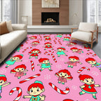Playful Cartoon Kids Candy Cane Whimsy Rug