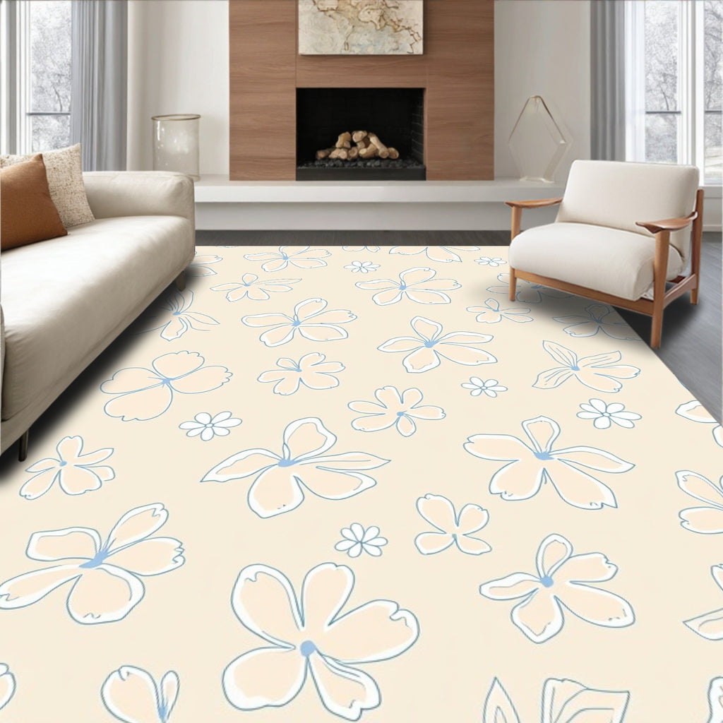 Light Pastel Floral Sketch Rug