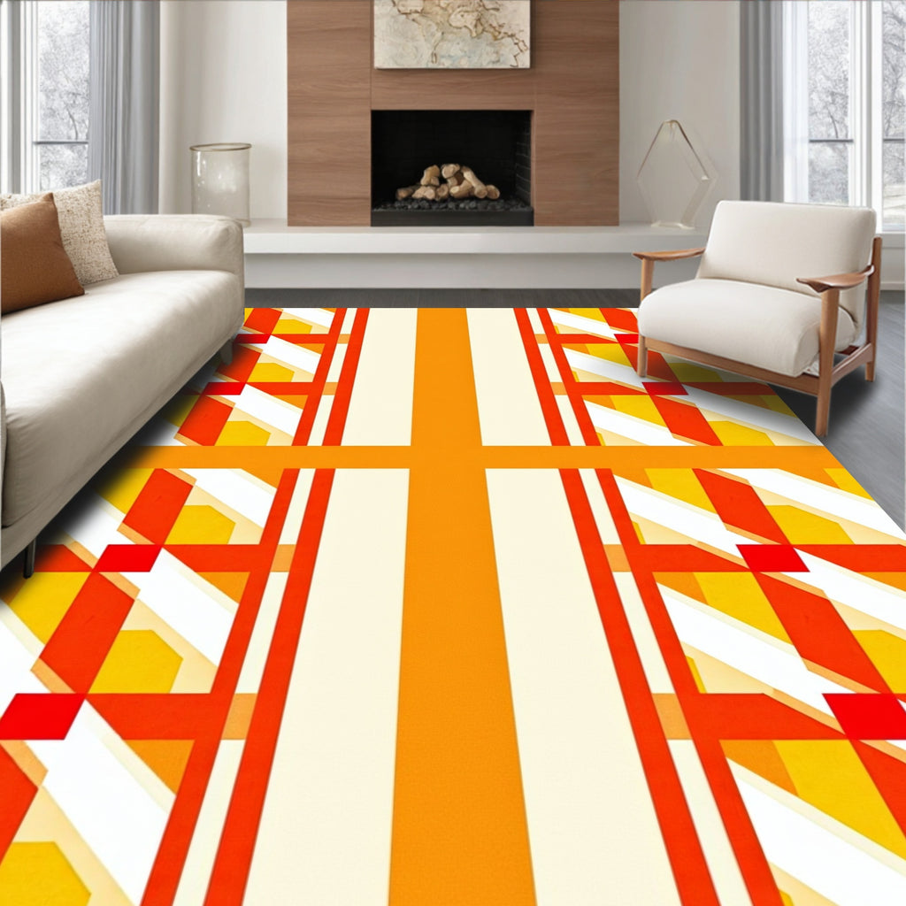 Modern Geometric Grid Pattern Rug
