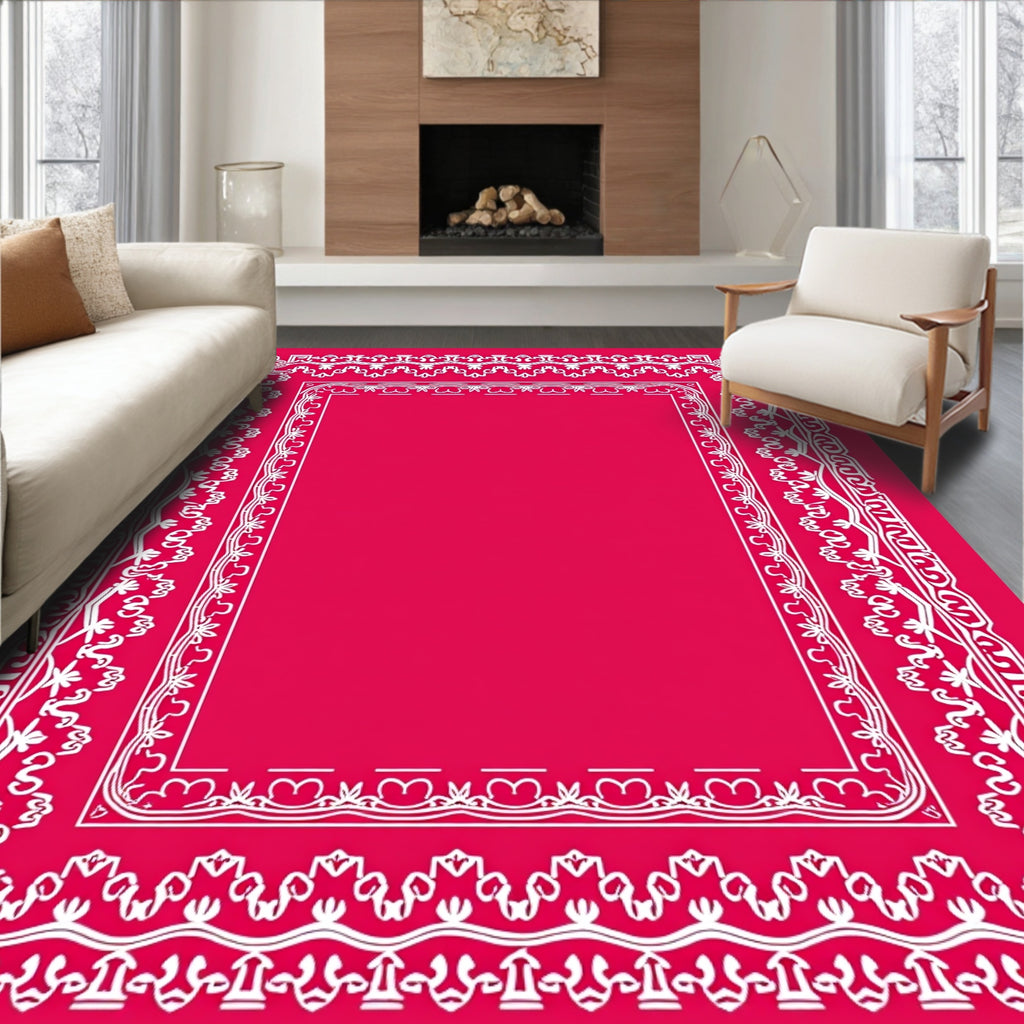 Ornate Floral Border Design Rug