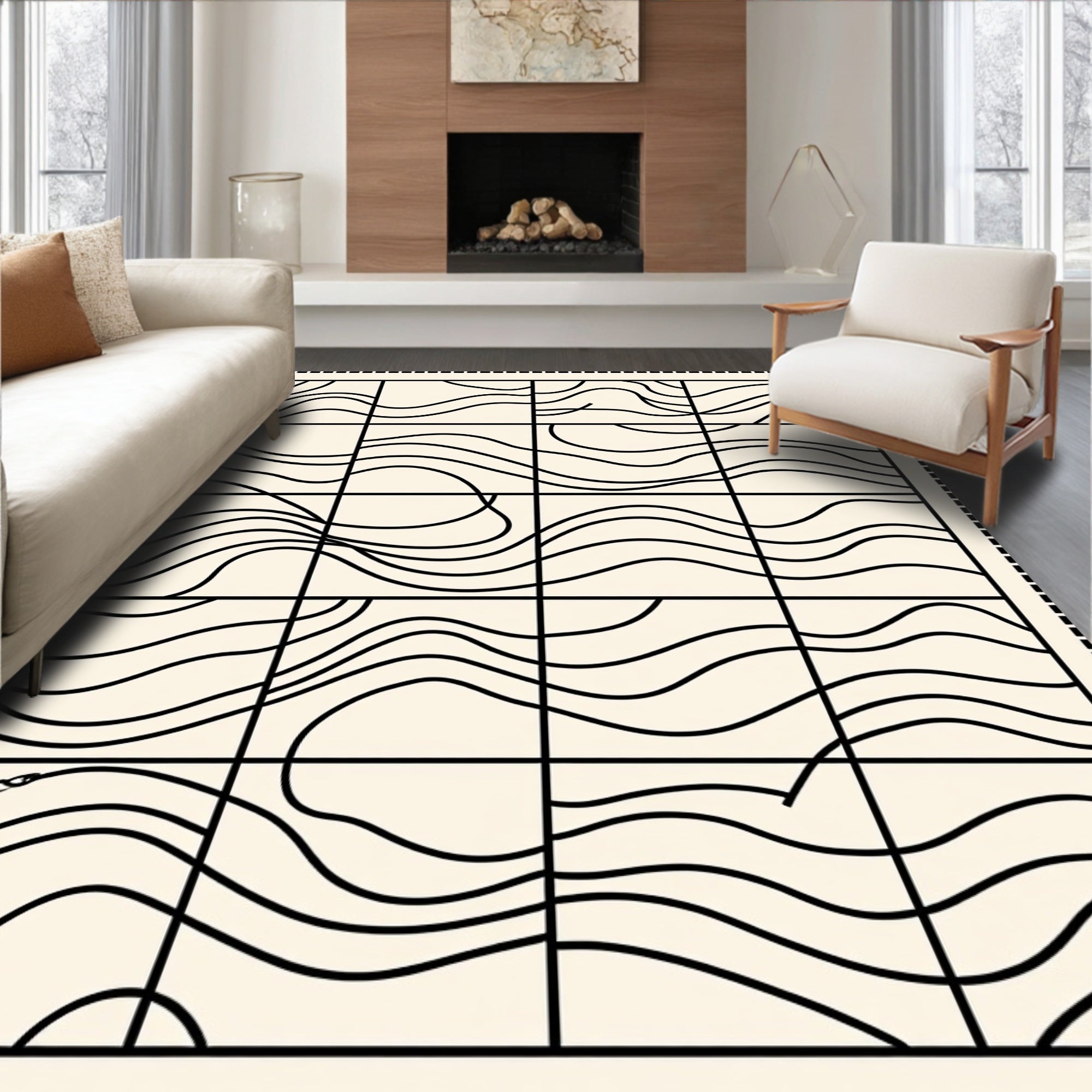 Abstract Wave Pattern Design Rug