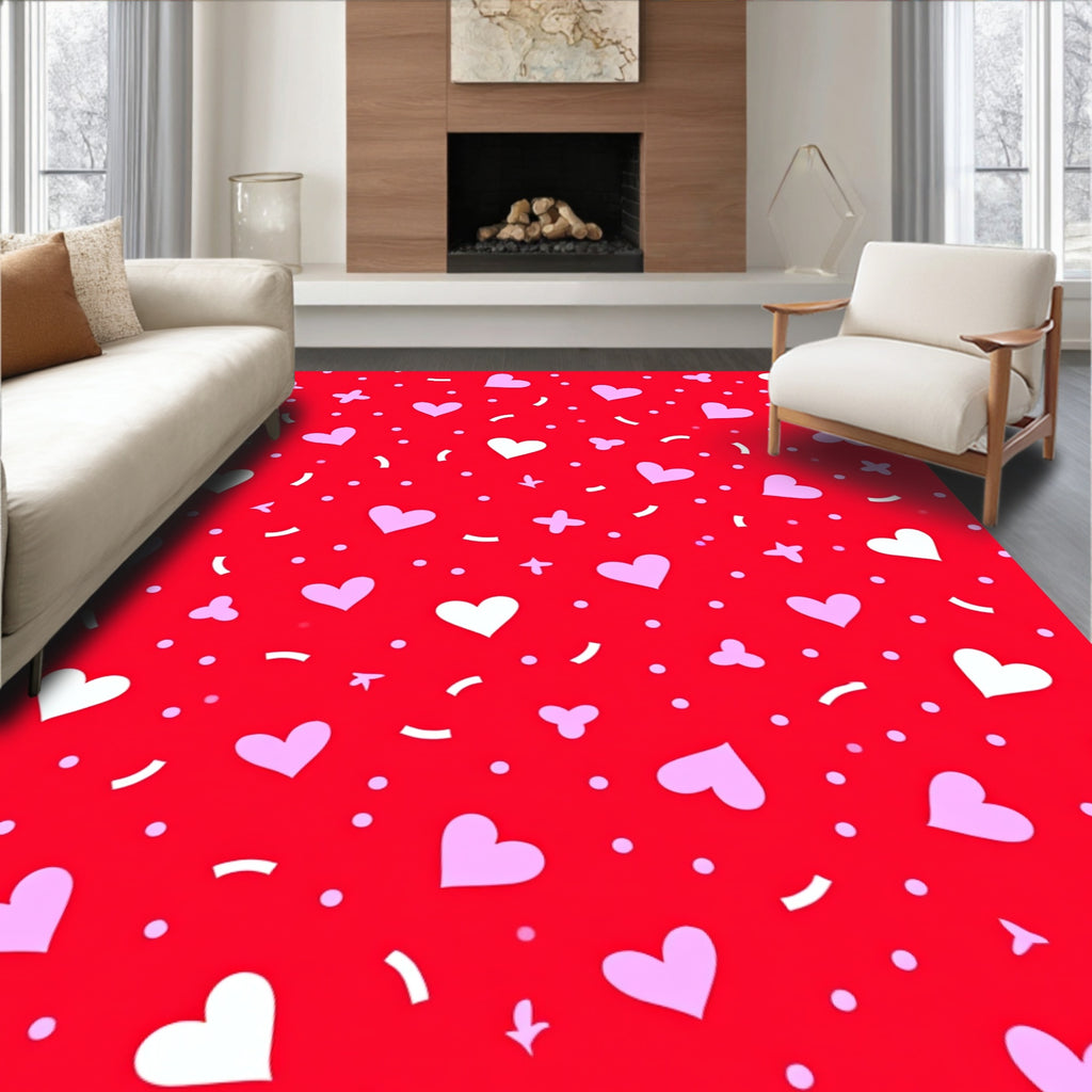Romantic Heart Dot Pattern Rug