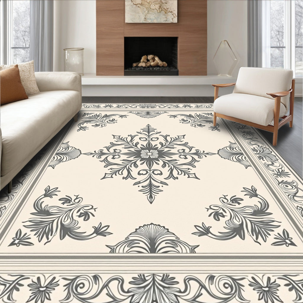 Classic Floral Motif Border Design Rug