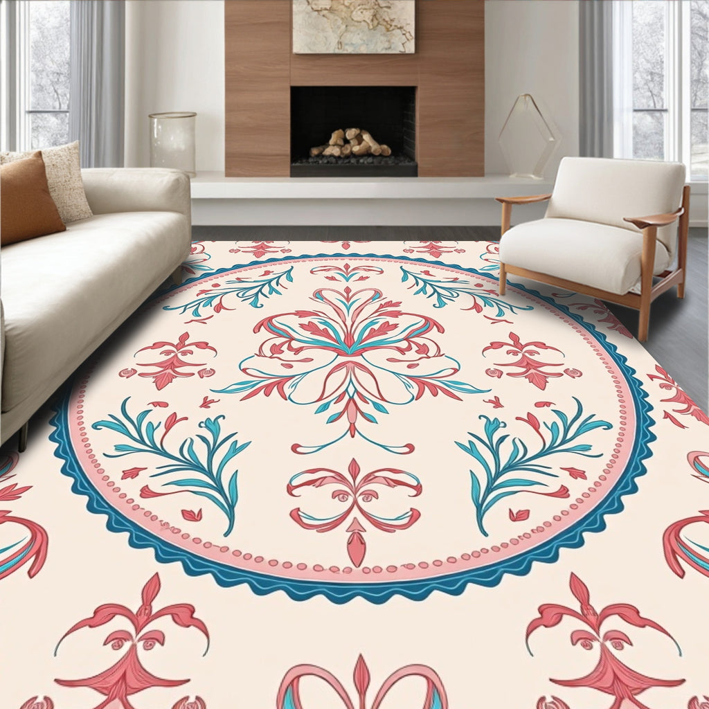 Ornate Floral Medallion Design Rug