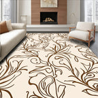 Elegant Brown Swirl Floral Pattern Rug
