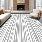 Minimalist Gray White Vertical Stripes Rug