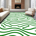 Bold Green Wavy Lines Pattern Rug
