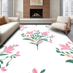 Soft Pink Floral Branches Pattern Rug