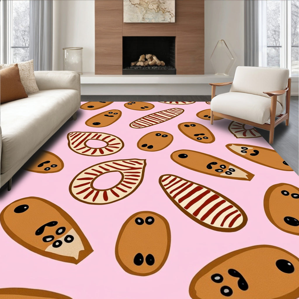 Whimsical Characters And Stripes Pattern Rug