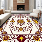 Ornate Scrollwork Star Medallion Pattern Rug