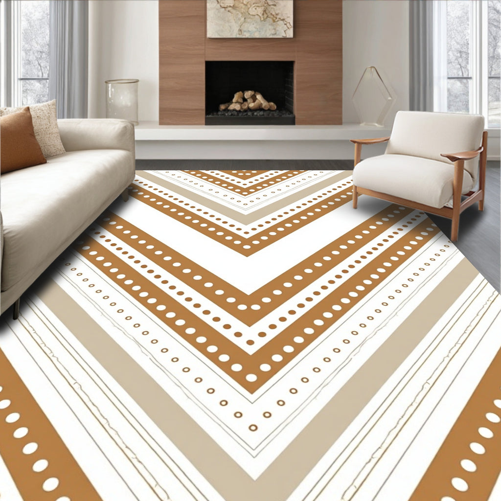 Chevron Dot Patterned Earth Tone Rug