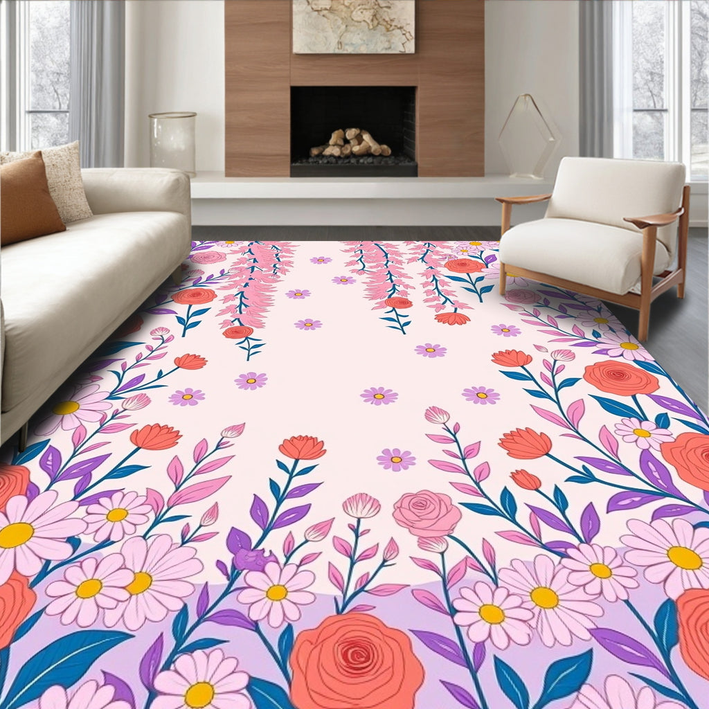 Floral Swirl Garden Pattern Rug
