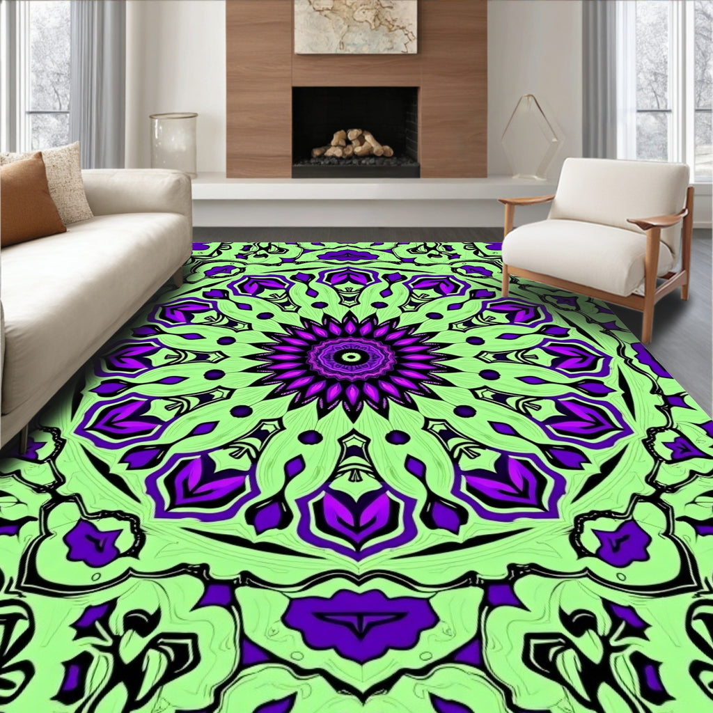 Intricate Symmetrical Mandala Pattern Rug