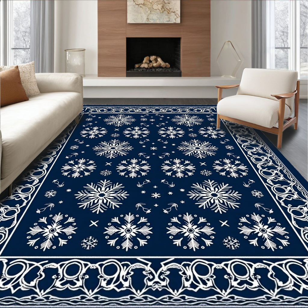 Winter Snowflake Scroll Design Rug