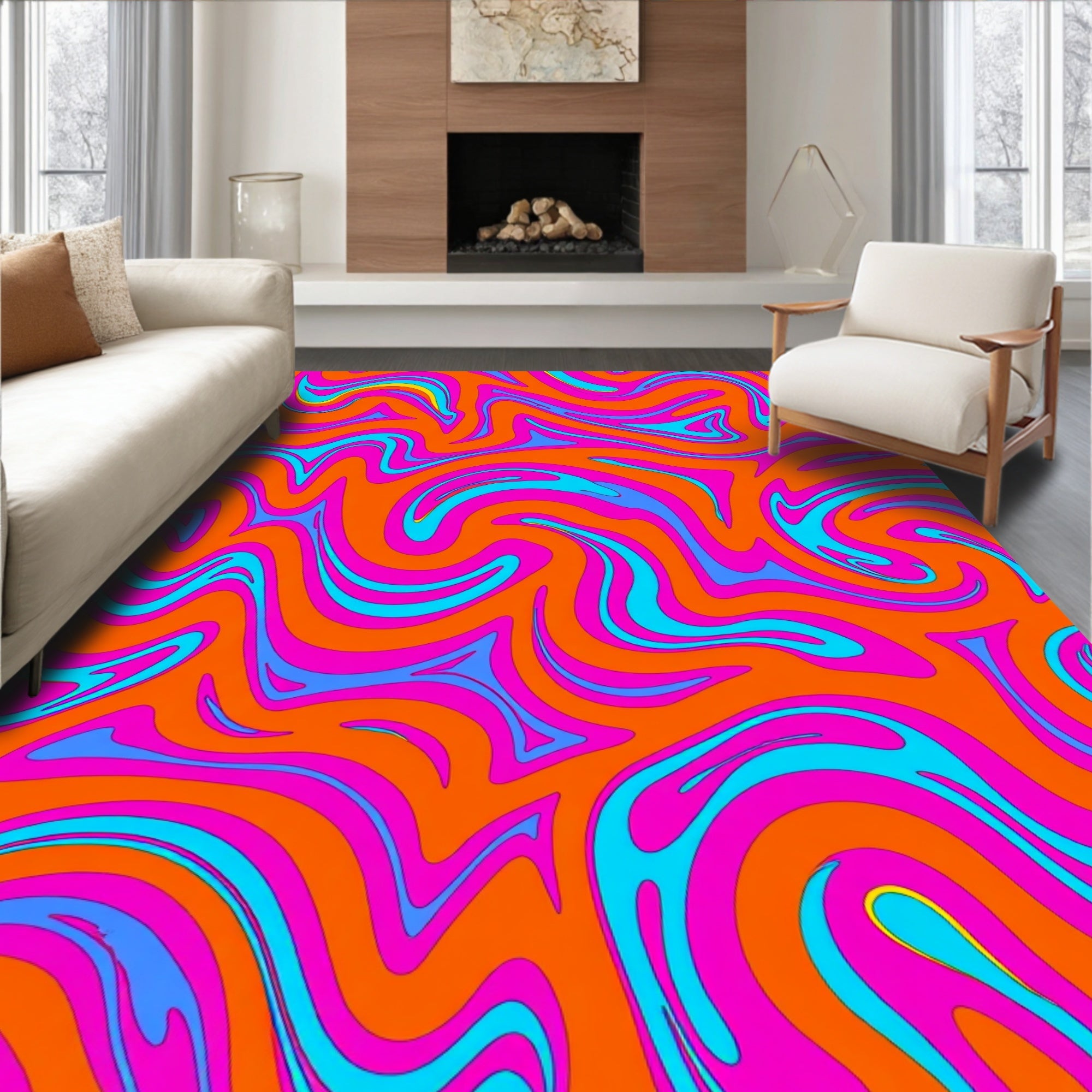 Vibrant Swirls Bold Pattern Rug
