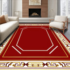 Classic Red And Gold Geometric Rug