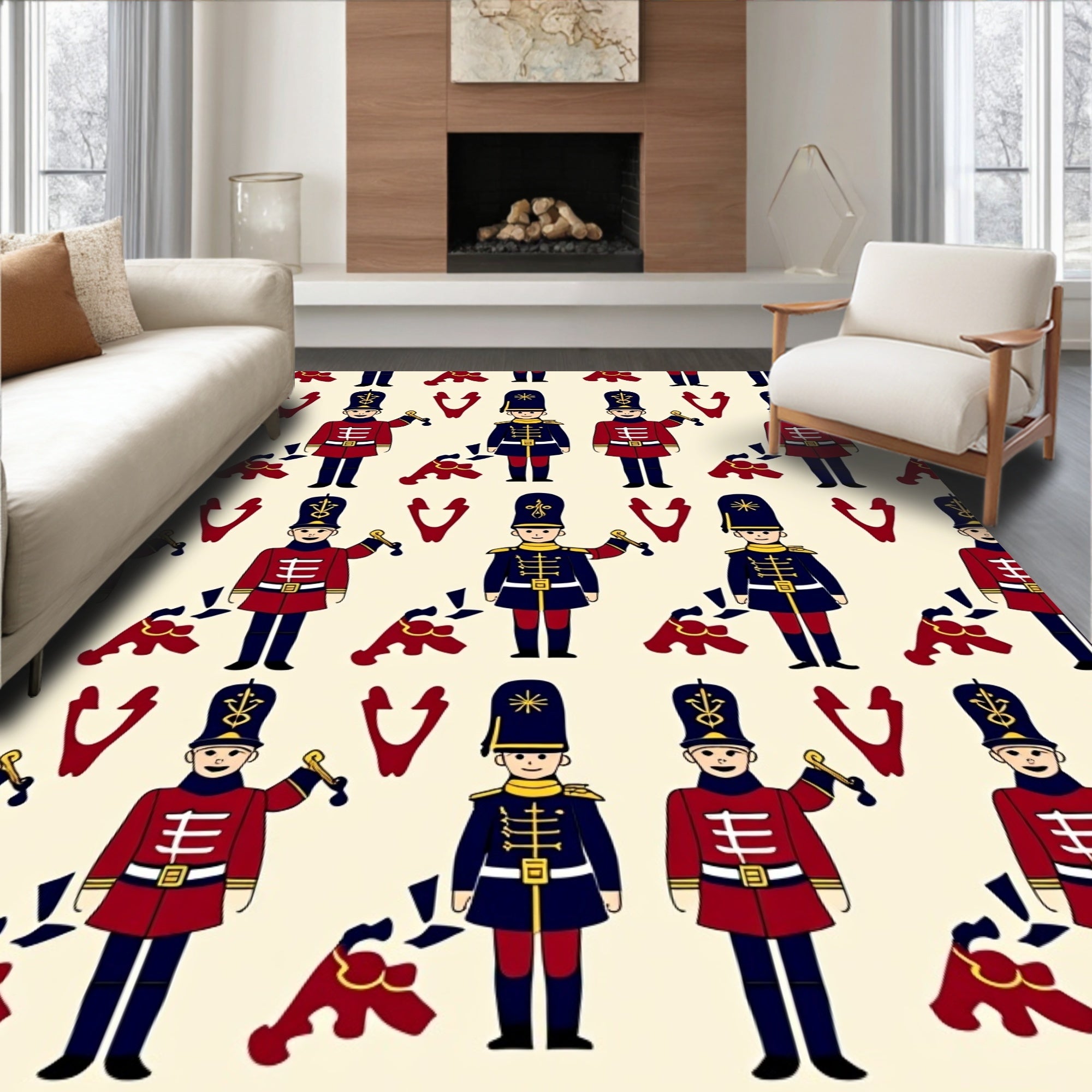 Heroic Soldier Pattern Design Rug