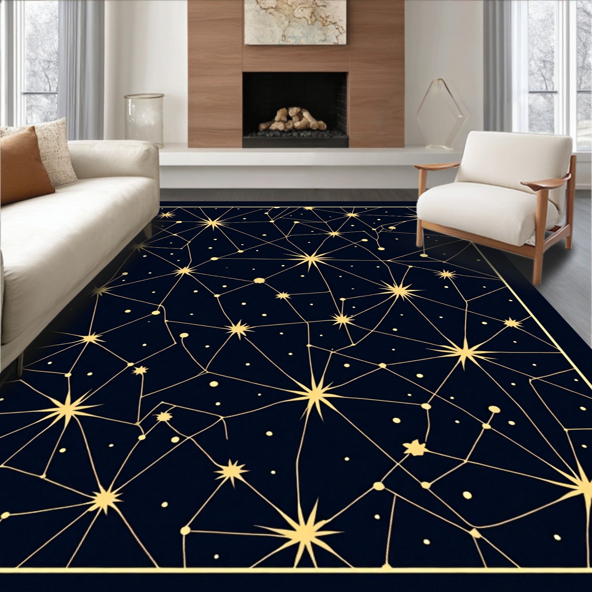 Celestial Star Map Geometric Rug