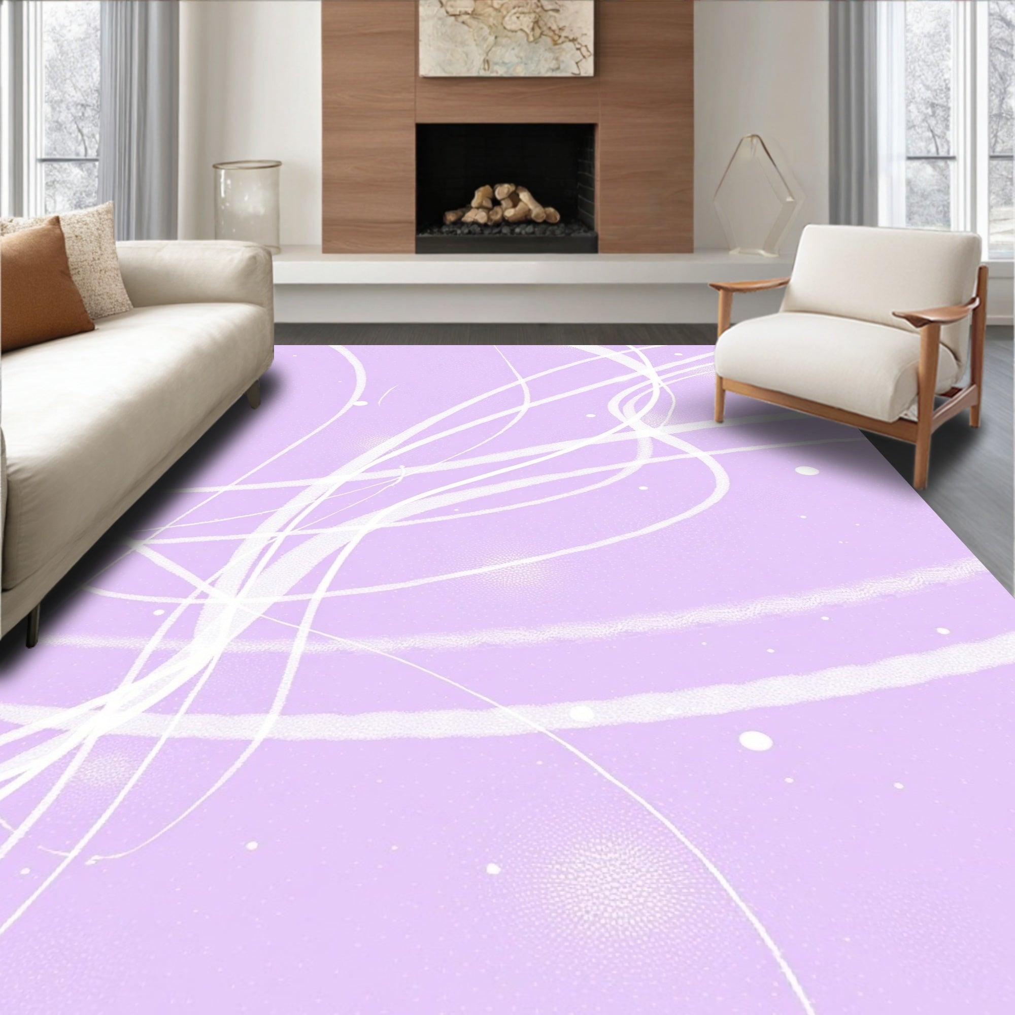 Pastel Swirls Subtle Texture Rug