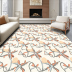 Abstract Organic Coral And Gray Design Rug