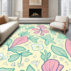Pastel Floral Outline Design Rug