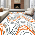 Organic Orange And Grey Wave Pattern Rug