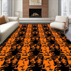 Orange Black Abstract Figures Pattern Rug