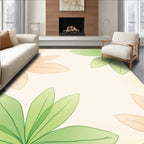 Soft Peach Green Leaf Outline Rug