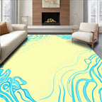 Wavy Blue Lines Abstract Design Rug