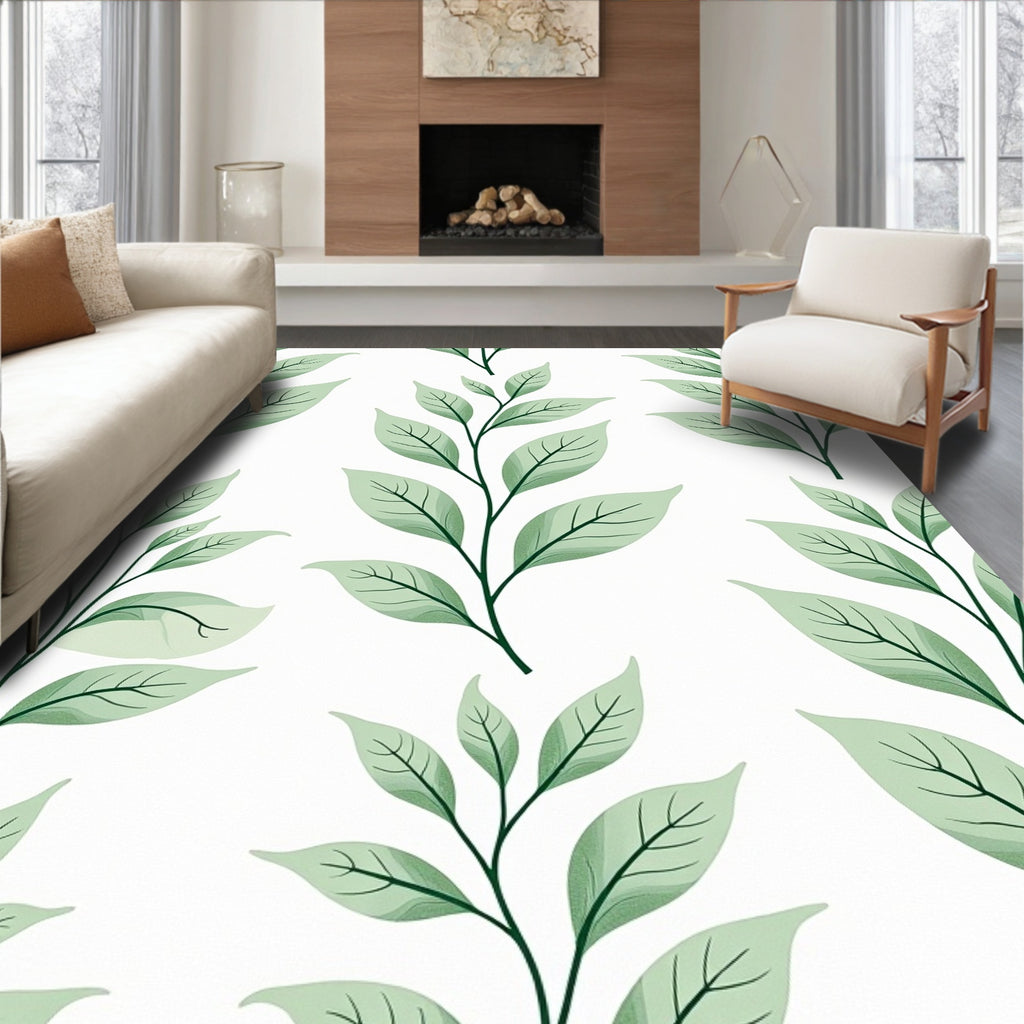 Spring Green Leafy Branch Repeat Rug