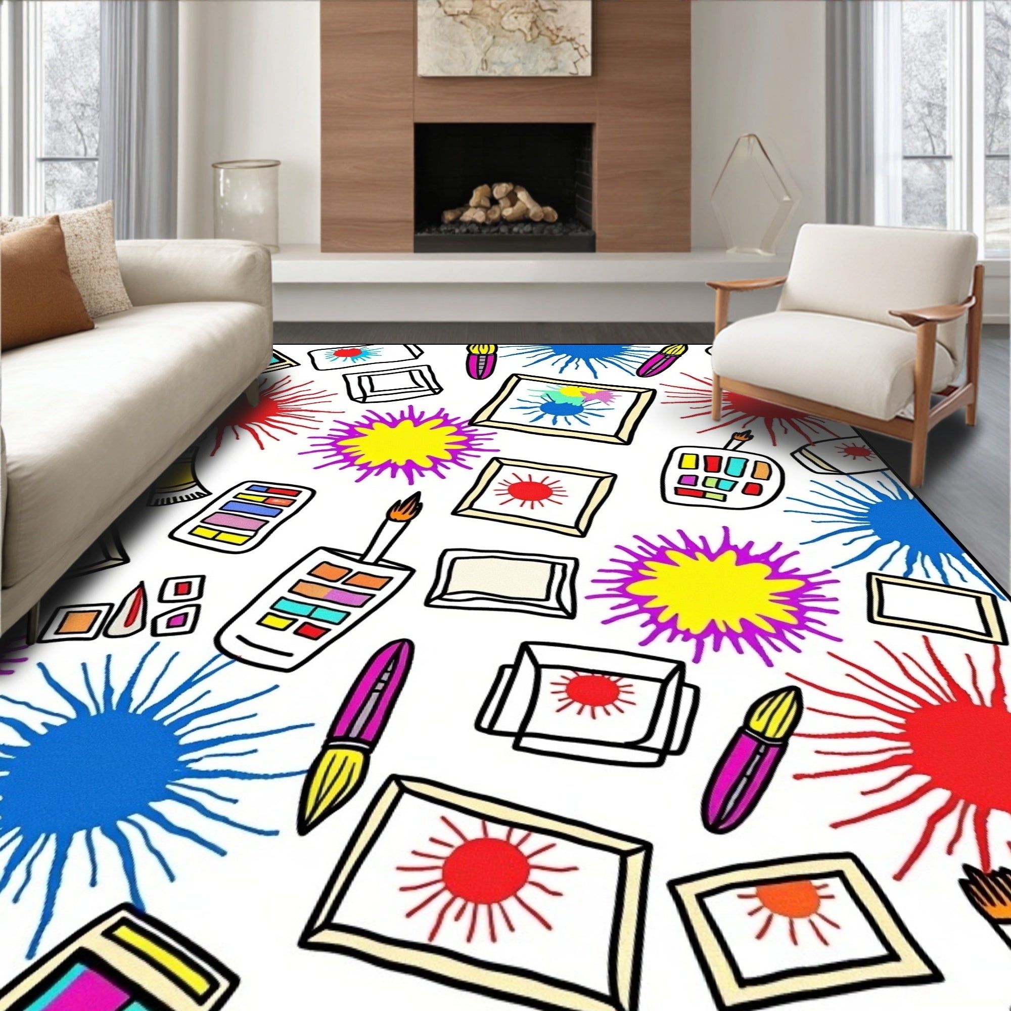 Whimsical Art Splash Design Rug