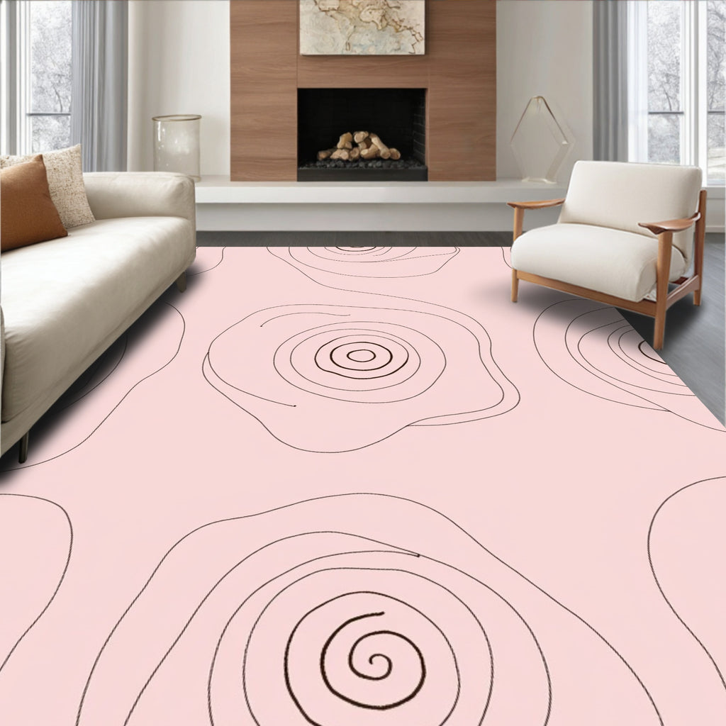 Pink Subtle Swirl Floral Contour Rug