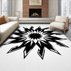 Sharp Black Starburst Geometric Pattern Rug