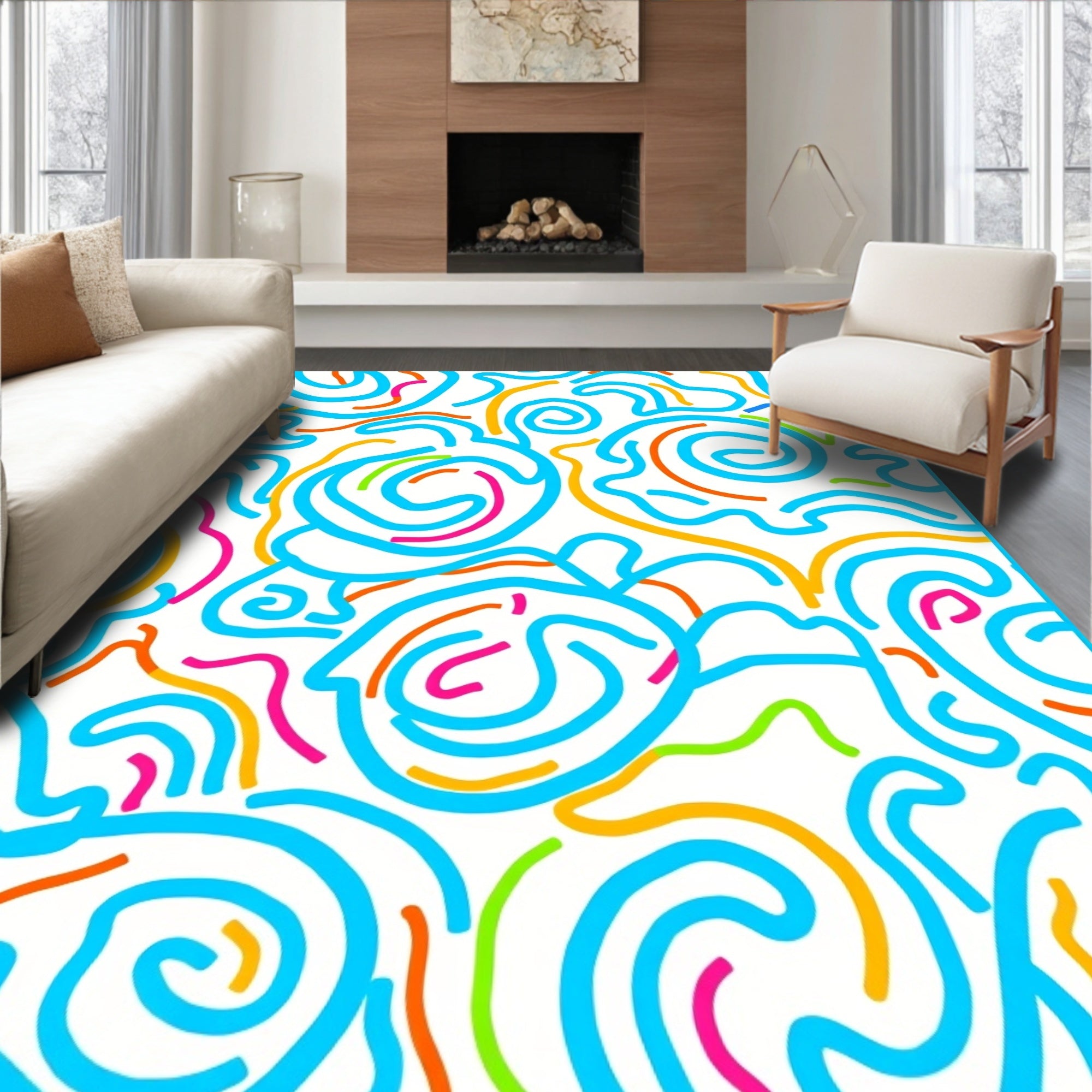 Whimsical Swirls Abstract Pattern Rug
