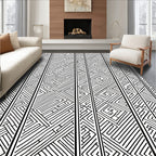 Striped Geometric Maze Pattern Rug