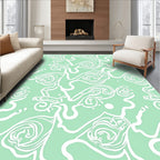 Soft Mint Swirl Abstract Pattern Rug