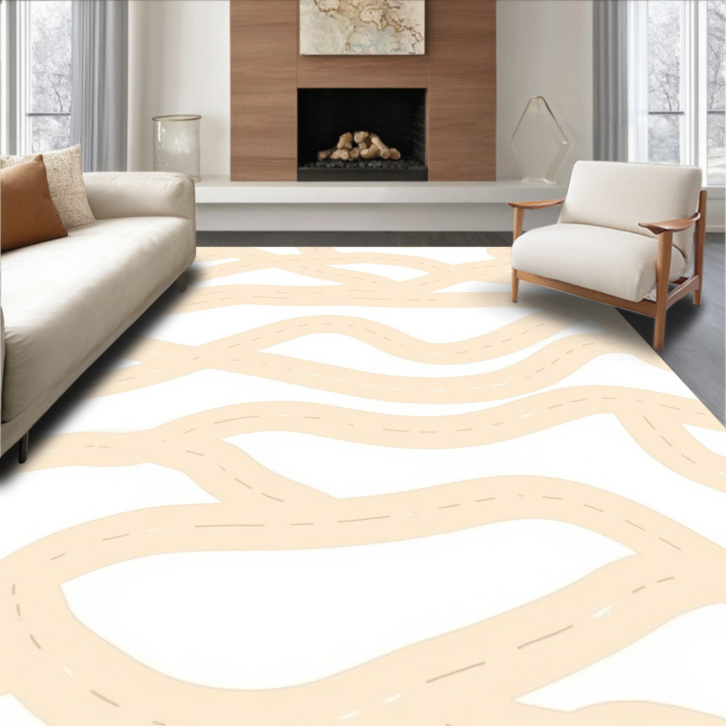 Abstract Winding Road Pattern Rug