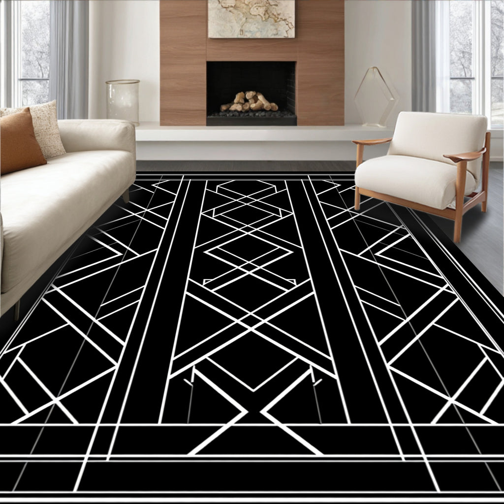 Angular Geometric Art Deco Pattern Rug