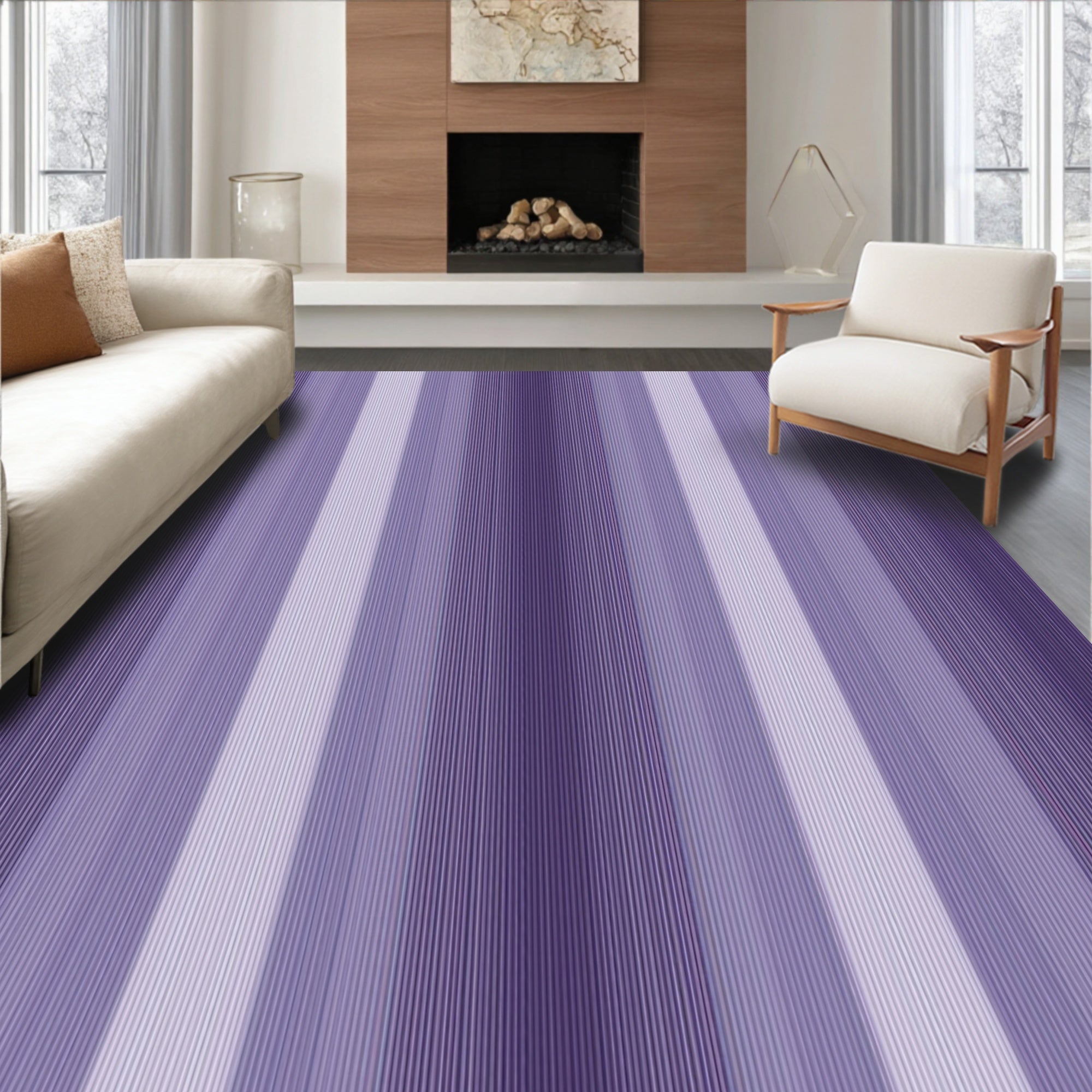 Gradient Vertical Stripe Pattern Rug