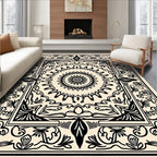 Ornate Floral Sunburst Mandala Pattern Rug