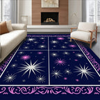 Midnight Blue Pink Starburst Panels Rug