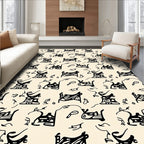 Abstract Sculptural Black White Pattern Rug