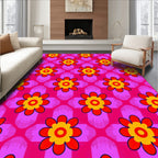 Vibrant Flower Patterned Pink Rug