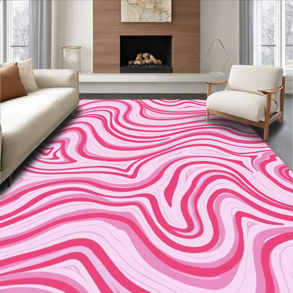 Pink Swirls Pattern Design Rug